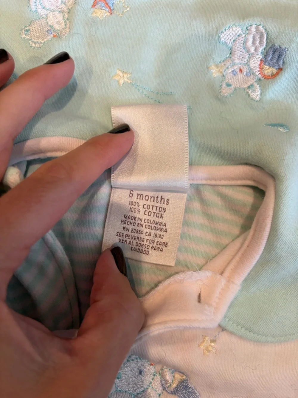 Vintage Little Me Baby Mint & White Short Sleeve Romper size 6 months